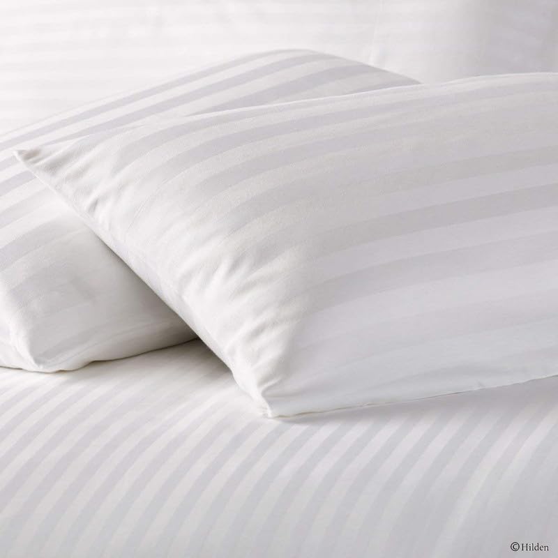 WSOKO COTTON 70% Cotton Satin Stripe Single Bed Sheet (60x90 Inch) with 1 Pillow Cover | Premium Hotel Quality White Bedsheet for Hotels, Villas, Guest Houses & PGs | Soft, Breathable & Durable Bedding Set