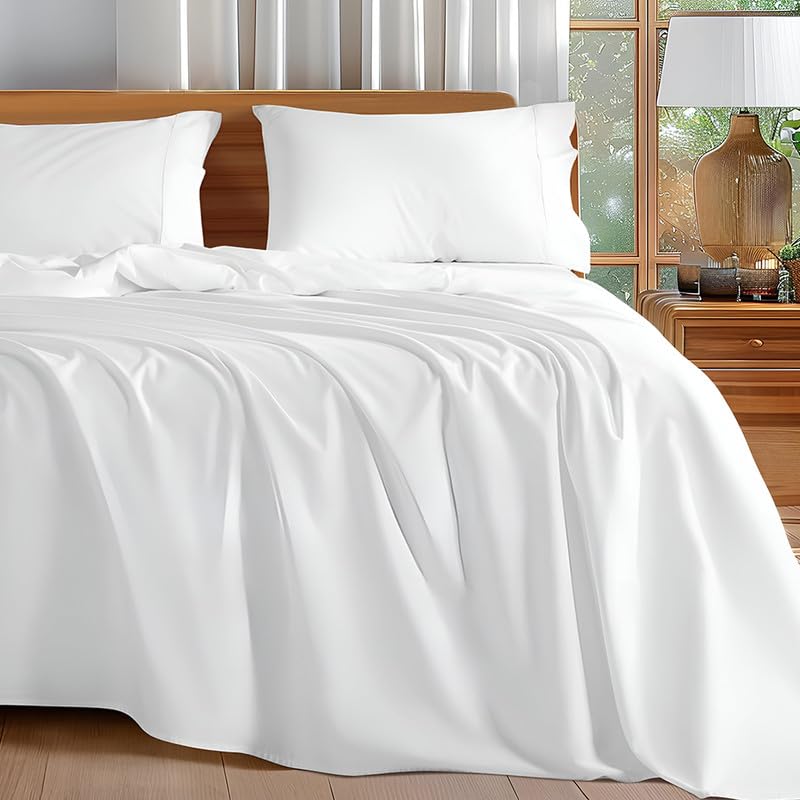 WSOKO COTTON 70% Cotton Plain Double Bed Sheet (90x100 Inch) with 2 Pillow Covers | Premium Hotel Quality White Bedsheet for Hotels, Resorts, Villas, Guest Houses & PGs | Soft, Breathable & Durable Bedding Set
