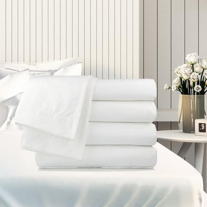 WSOKO COTTON 100% Pure Cotton Satin Stripes Bed Sheet (100x108 Inch) with 2 Pillow Covers | Premium Hotel Quality White Bedsheet for Hotels, Villas, Guest Houses, PGs & Home Use | Soft, Breathable & Luxury Cotton Bedding