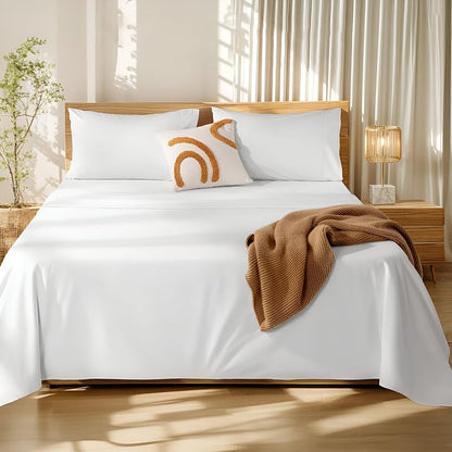 WSOKO COTTON 70% Cotton Plain King Size Bed Sheet (100x108 Inch) with 2 Pillow Covers | Premium Hotel Quality White Bedsheet for Hotels, Resorts, Villas, Guest Houses & PGs | Soft, Breathable & Durable Bedding Set