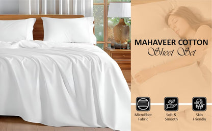 WSOKO 100% Cotton Plain White Super King Bedsheet | 108 x 108  | 210 GSM to 600 GSM |