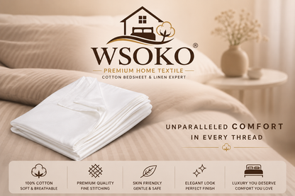 WSOKO COTTON Duvet Cover 72 x 102 Inch with Zip Closure | Soft Cotton Solid Comforter Cover | Hotel Quality Breathable Quilt Cover | Durable Bedding Protector for Home, Hotels, Guest Houses & PGs