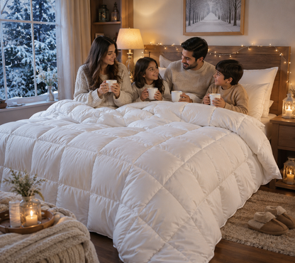 WSOKO FIBAR All Season Comforter Quilt | 150-400 GSM Soft Microfiber Filling | Lightweight AC Blanket & Duvet | Premium Hotel Quality Bedding for Home, Hotel & PG | White/Silver Grey | 90X100 Inches
