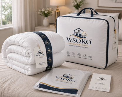 WSOKO FIBAR All Season Comforter Quilt | 150-400 GSM Soft Microfiber Filling | Lightweight AC Blanket & Duvet | Premium Hotel Quality Bedding for Home, Hotel & PG | White/Silver Grey | 90X100 Inches