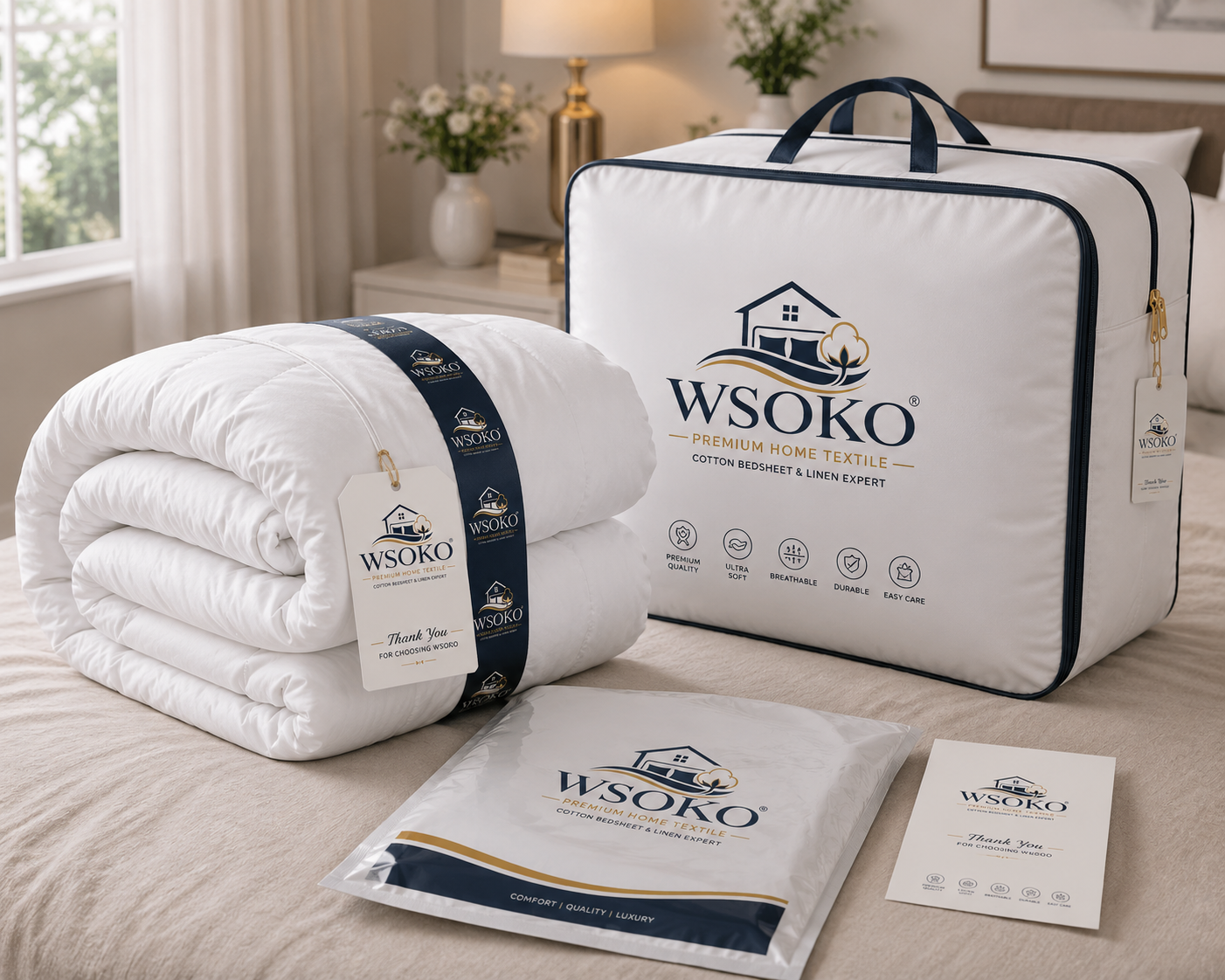 WSOKO FIBAR All Season Comforter Quilt | 150-400 GSM Soft Microfiber Filling | Lightweight AC Blanket & Duvet | Premium Hotel Quality Bedding for Home, Hotel & PG | White/Silver Grey | Available in 60x90,  Inches