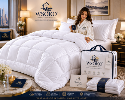 WSOKO FIBAR All Season Comforter Quilt | 150-400 GSM Soft Microfiber Filling | Lightweight AC Blanket & Duvet | Premium Hotel Quality Bedding for Home, Hotel & PG | White/Silver Grey | Available in 60x90,  Inches