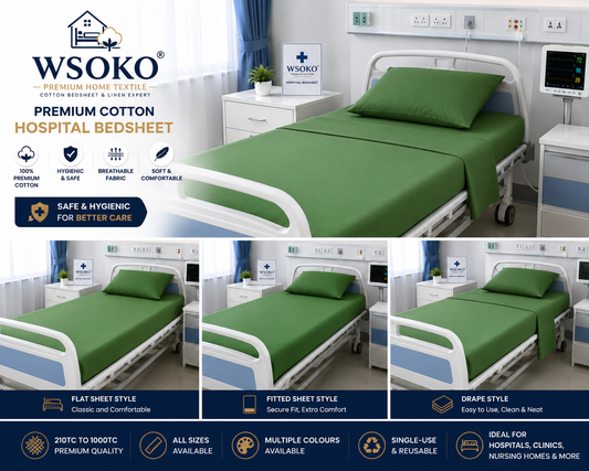 WSOKO Premium Cotton Bedsheet | 100-1000 TC | Custom Sizes | Hotel, Hospital & Resort Supply | B2B Wholesale